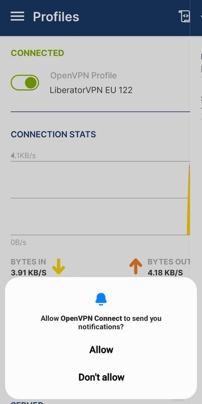 OpenVPN Connect Android - allow the app to send notifications